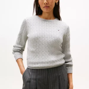 Cable Knit Sweater-Grey