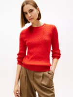 Cable Knit Sweater-Deep Crimson