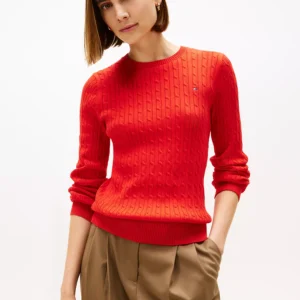Cable Knit Sweater-Deep Crimson