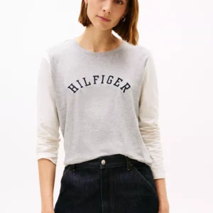 Colorblock Hilfiger Arch Logo T-Shirt-Grey Heather