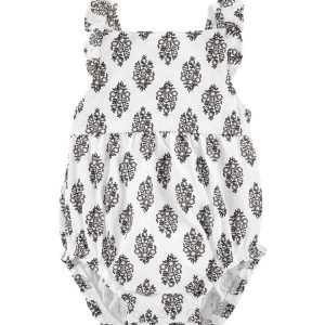 READYSTOCK Baby Girls Flutter Jersey Sunsuit - White