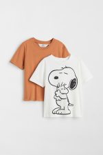 READYSTOCK 2-pack printed T-shirts - White/Snoopy