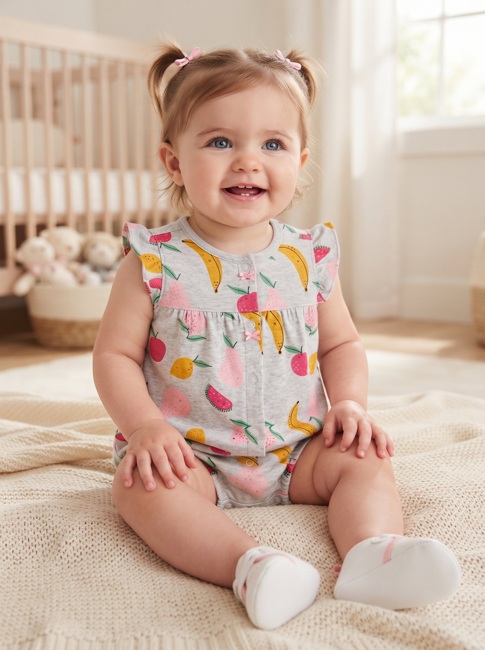 READYSTOCK Fruit Snap-Up Romper - Heather - Image 2