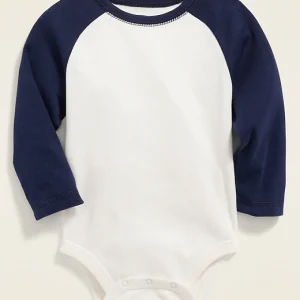 READYSTOCK Raglan-Sleeve Bodysuit for Baby - White/Navy