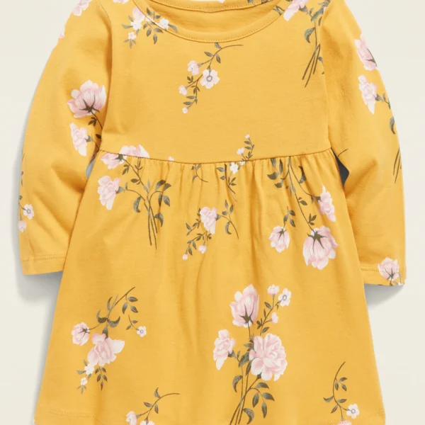 Printed Jersey Dress for Baby – Yellow Floral