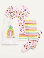 READYSTOCK Unisex 4-Piece Graphic Pajama Set for Toddler - Fruit Smoothie Pink