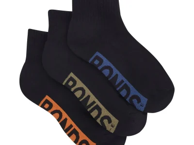 Kids Cushioned Quarter Crew 3 Pack-Boys Black