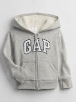 READYSTOCK babyGap Logo Sherpa-Lined Zip Hoodie - Gray And White Marl