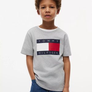 Kids' Tommy Flag Logo T-Shirt-Light Grey Heather