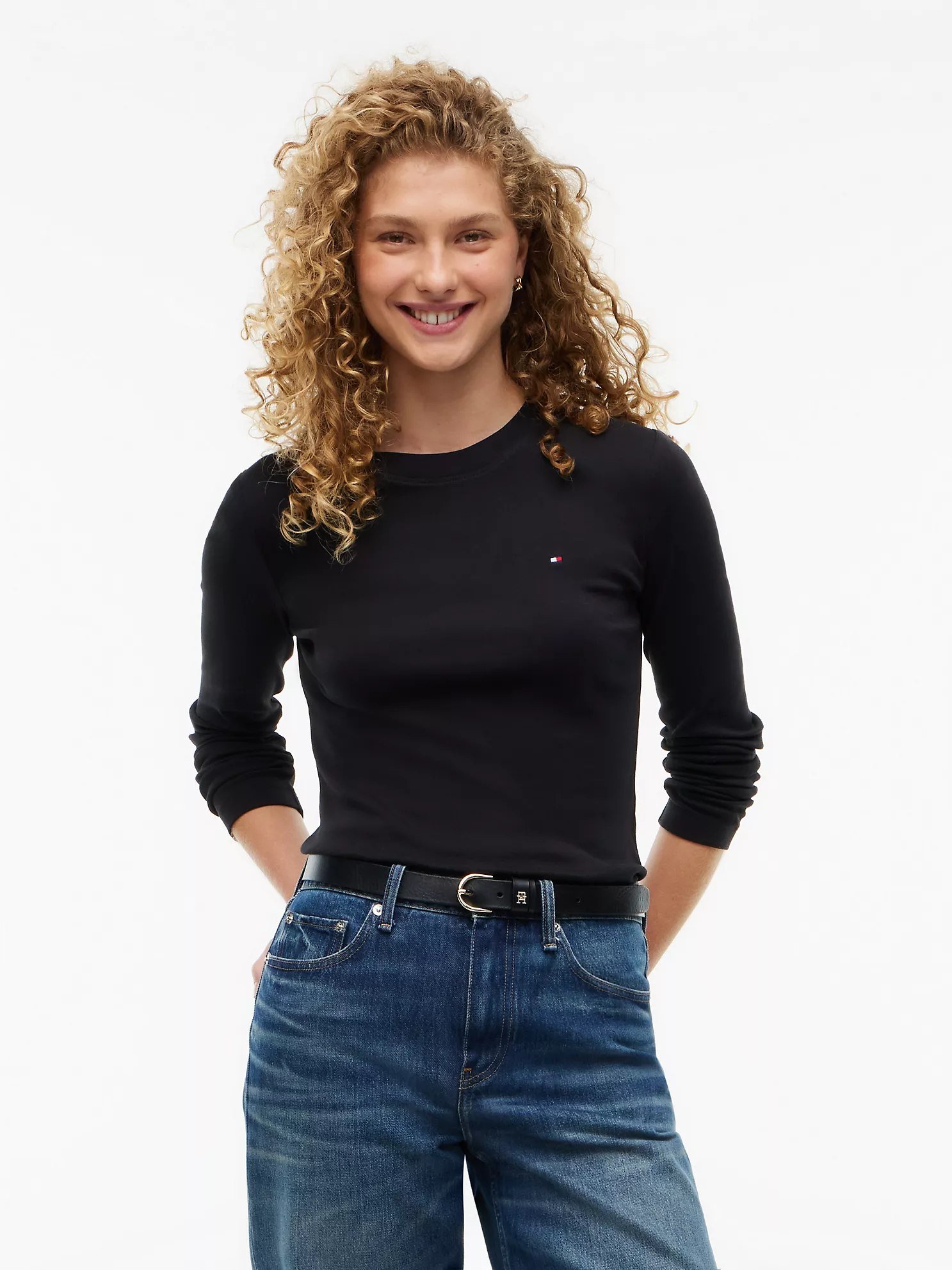 Long-Sleeve Crewneck Favorite T-Shirt-Black