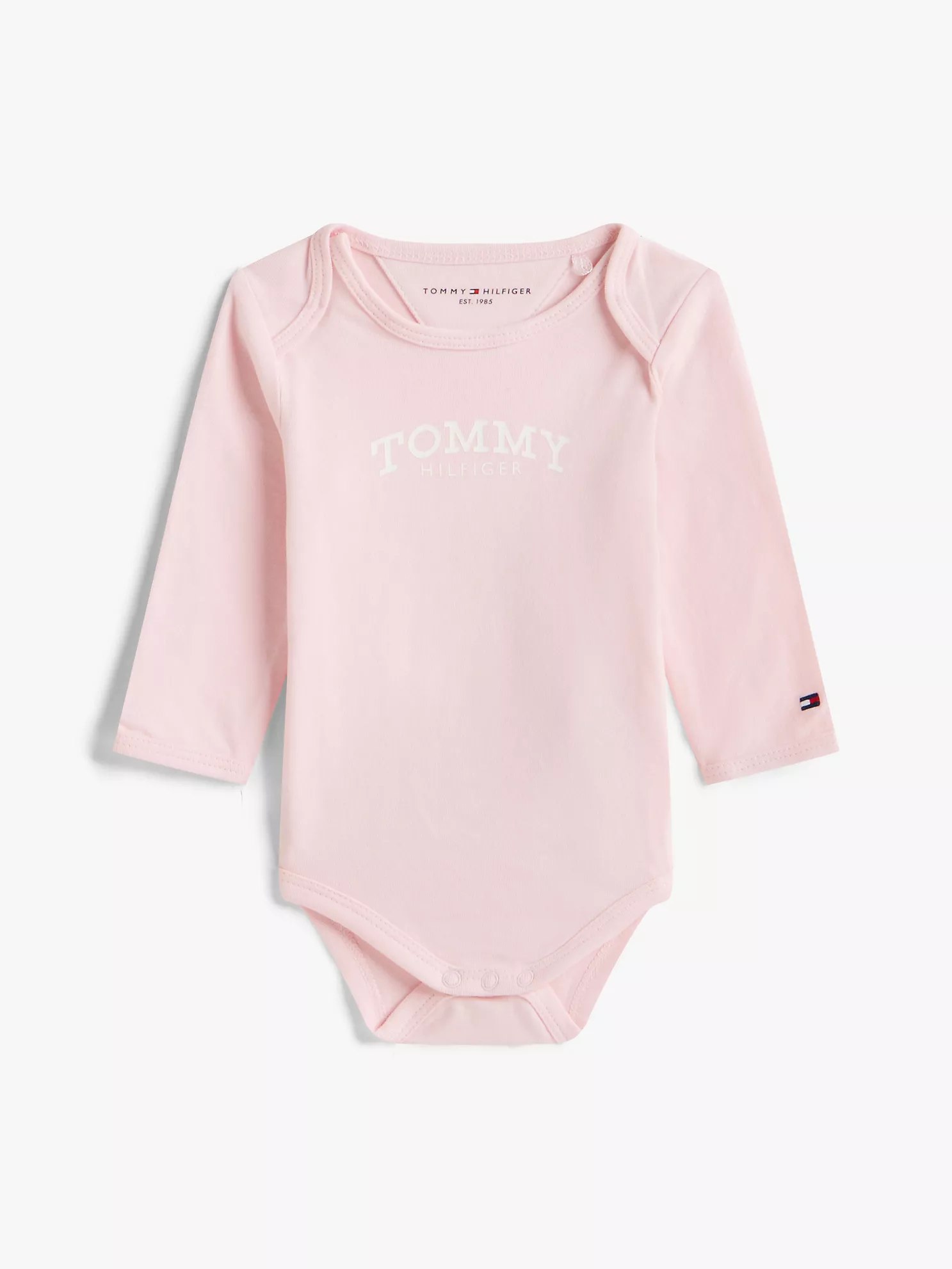 Babies' Long-Sleeve Monotype Logo Onesie-Duchess Pink