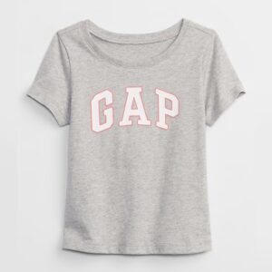 babyGap Logo T-Shirt-Gray And White Marl