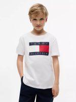Kids' Tommy Flag Logo T-Shirt-Optic White