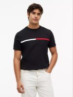 Embroidered Flag Logo T-Shirt- Black