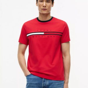 Embroidered Flag Logo T-Shirt-Primary Red