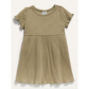 READYSTOCK Short-Sleeve Rib-Knit Dress for Baby - green
