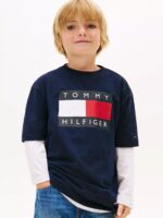 Kids' Printed Badge Logo T-Shirt-Dark Night Navy