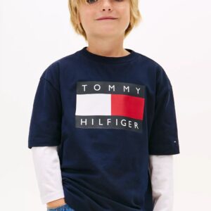 Kids' Printed Badge Logo T-Shirt-Dark Night Navy