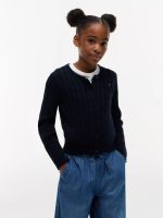 Kids' Cable Knit Cardigan-Navy Blue