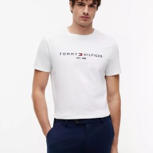 Embroidered Tommy Logo T-Shirt-Fresh White