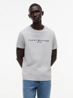Embroidered Tommy Logo T-Shirt-Grey Heather