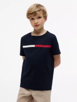 Kids' Flag Stripe Logo T-Shirt-Navy