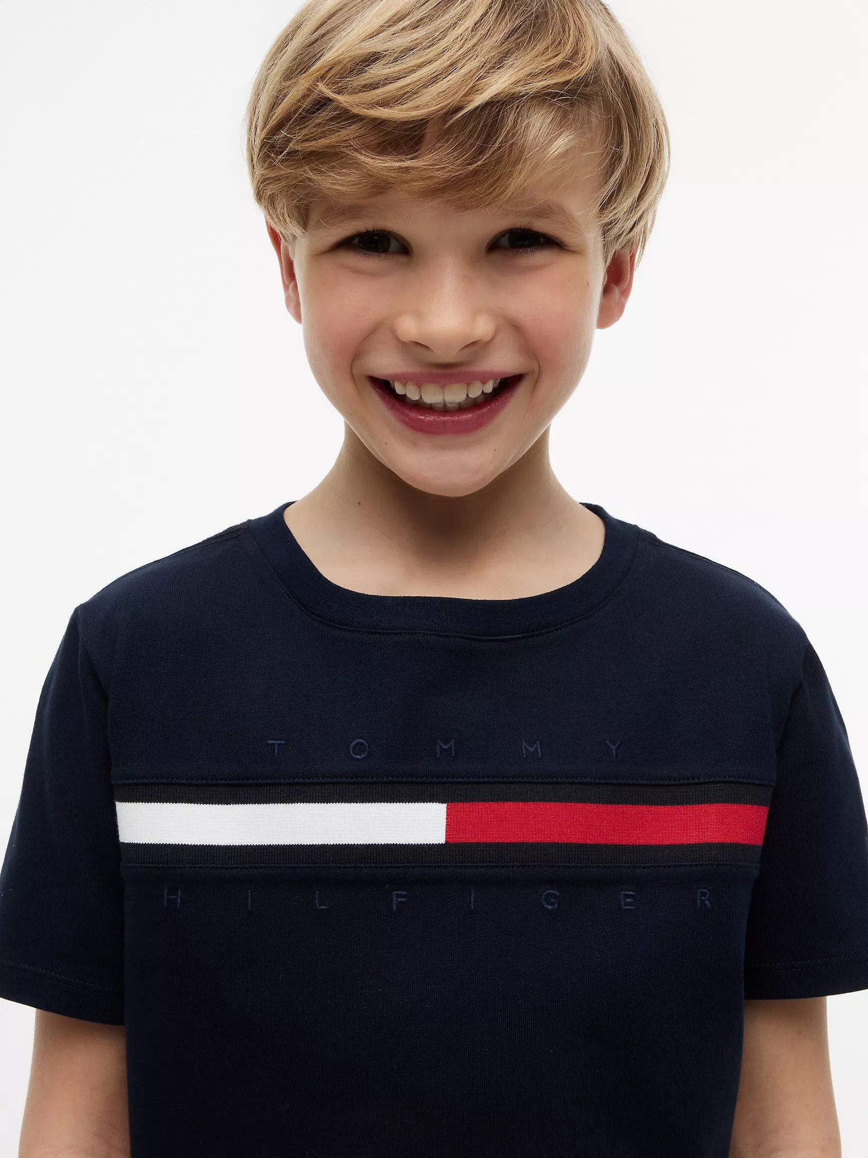 Kids' Flag Stripe Logo T-Shirt-Navy - Image 4