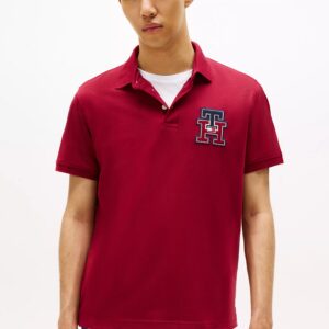 Regular Fit Textured Monogram Polo-Rouge