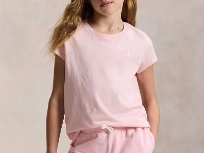 Cotton Jersey Tee Toddler/Kid Girls-Hint Of Pink