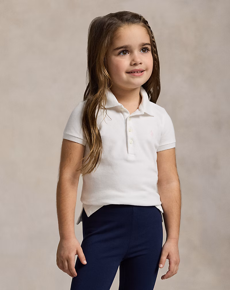 s7-327731_alternate10 Stretch Mesh Polo Shirt Toddler/Kid Girls-White - Image 1