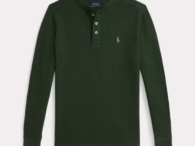 Waffle-Knit Cotton Henley ShirtToddler/Kids Boy-Green