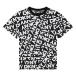 (ET) DKNY Printed Cotton T-Shirt - BLACK WHITE #D60211/M4105A