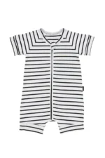 Zip Romper Wondersuit-Black/ White