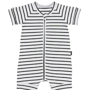 Zip Romper Wondersuit-Black/ White