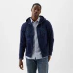 C06-10-1246-000M Relaxed Gap Logo Zip Hoodie - Tapestry Navy