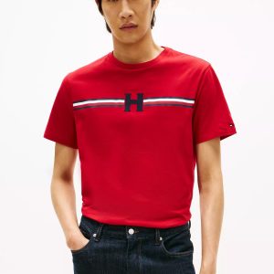 Signature H Stripe T-Shirt-Medium Red