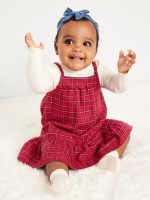 Mock-Neck Top and Plaid Dress Set for Baby-Red Plaid