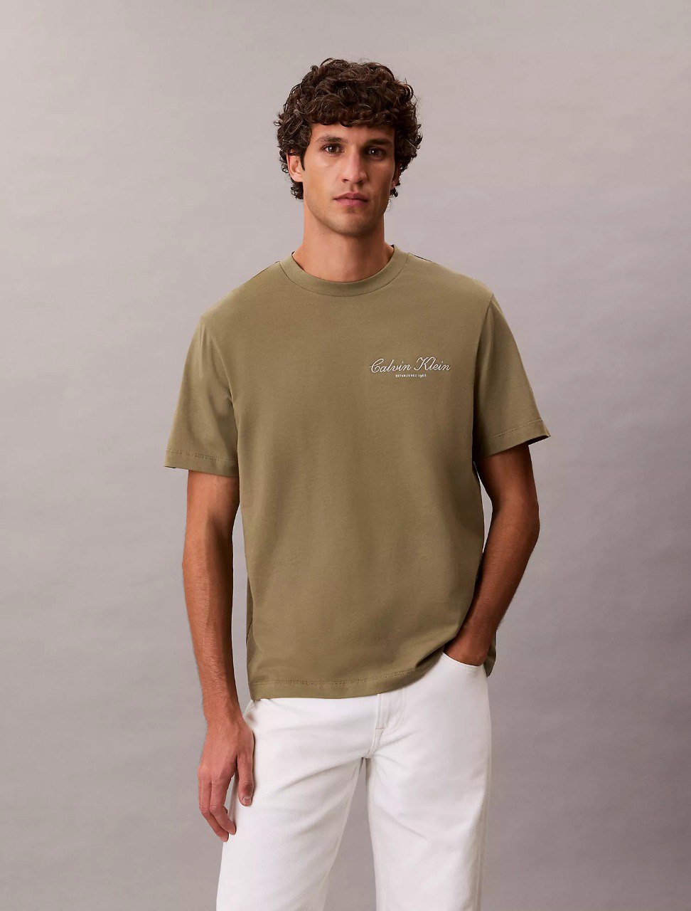 Small Script Logo Graphic Classic T-Shirt-Deep Lichen Green