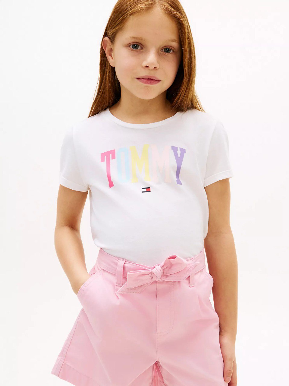 Kids' Tommy Color Logo T-Shirt-Optic White