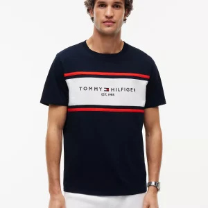 Hilfiger Block Stripe Logo T-Shirt-Navy
