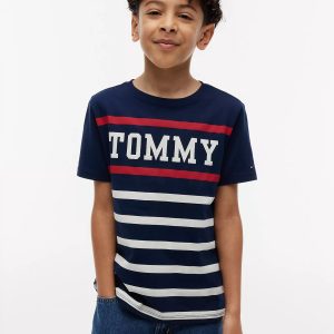 Kids' Tommy Stripe T-Shirt-Carbon Navy