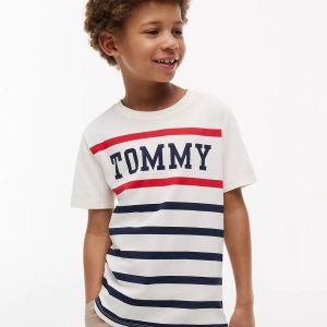 Kids' Tommy Stripe T-Shirt-Ivory Silk