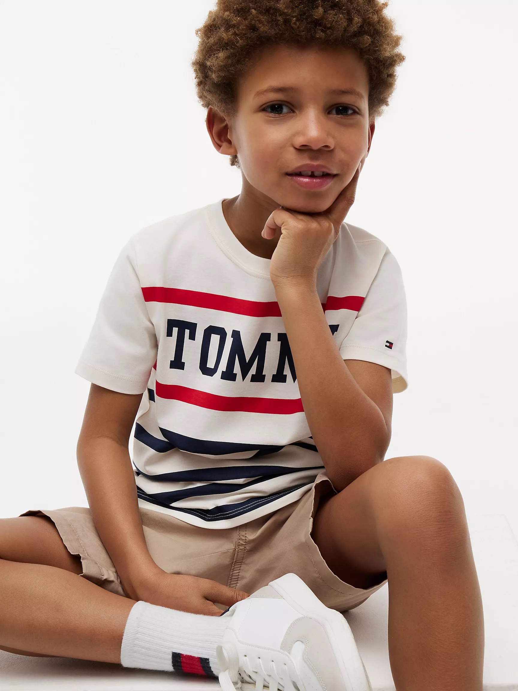 Kids' Tommy Stripe T-Shirt-Ivory Silk - Image 2