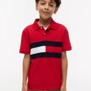 Kids' Colorblock Flag Stretch Polo-Red