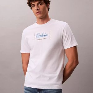Calvin Script Logo Graphic Relaxed T-Shirt-Bright White
