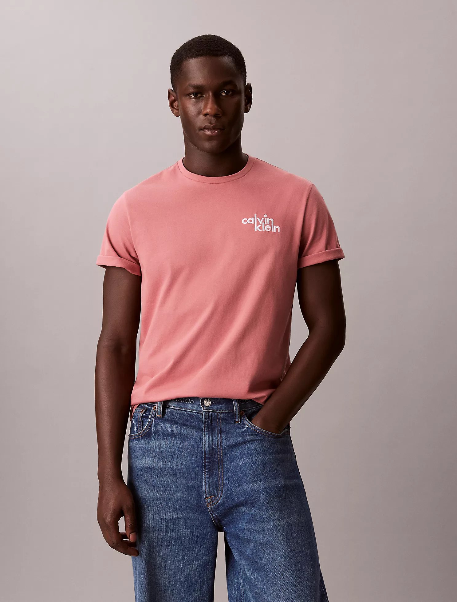 Embroidered Logo Graphic Classic T-Shirt-Light Mahogany