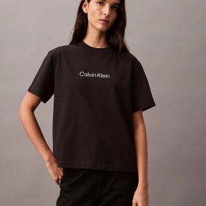 Standard Logo Boxy Fit Crewneck T-Shirt-Black Beauty