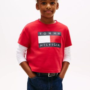 Kids' Flag Graphic T-Shirt-Primary Red