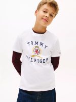 Kids' Tommy Crest Logo T-Shirt-Optic White