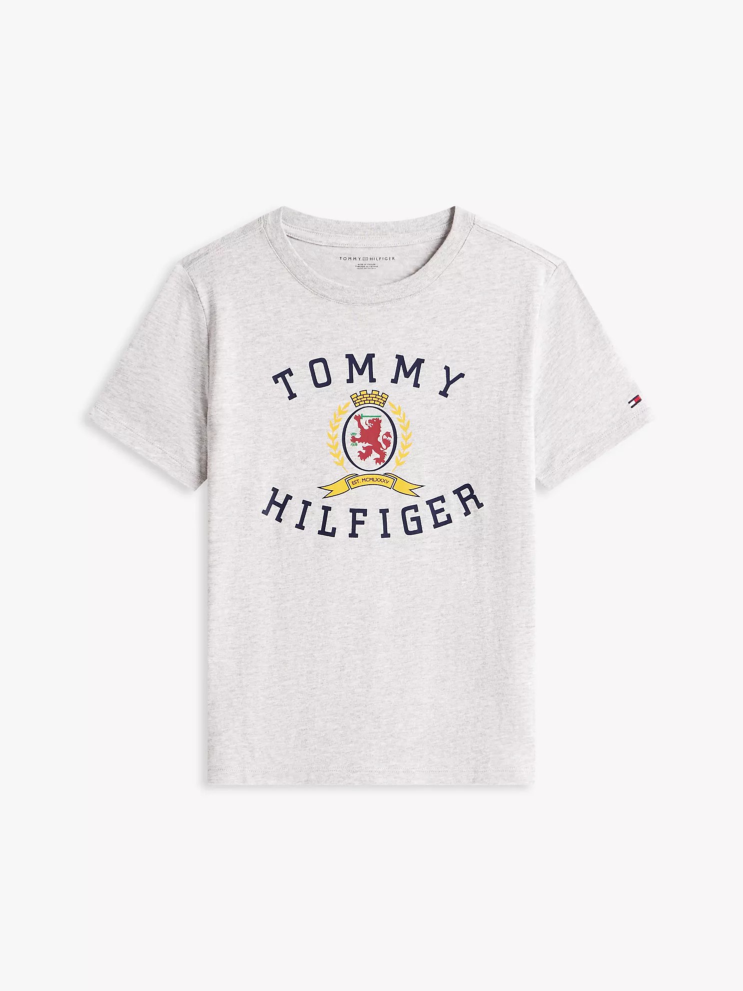 Kids' Tommy Crest Logo T-Shirt-Light Grey Heather - Image 3